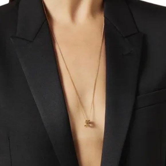 Saint Laurent Cassandre Monogram Twist Pendant Necklace